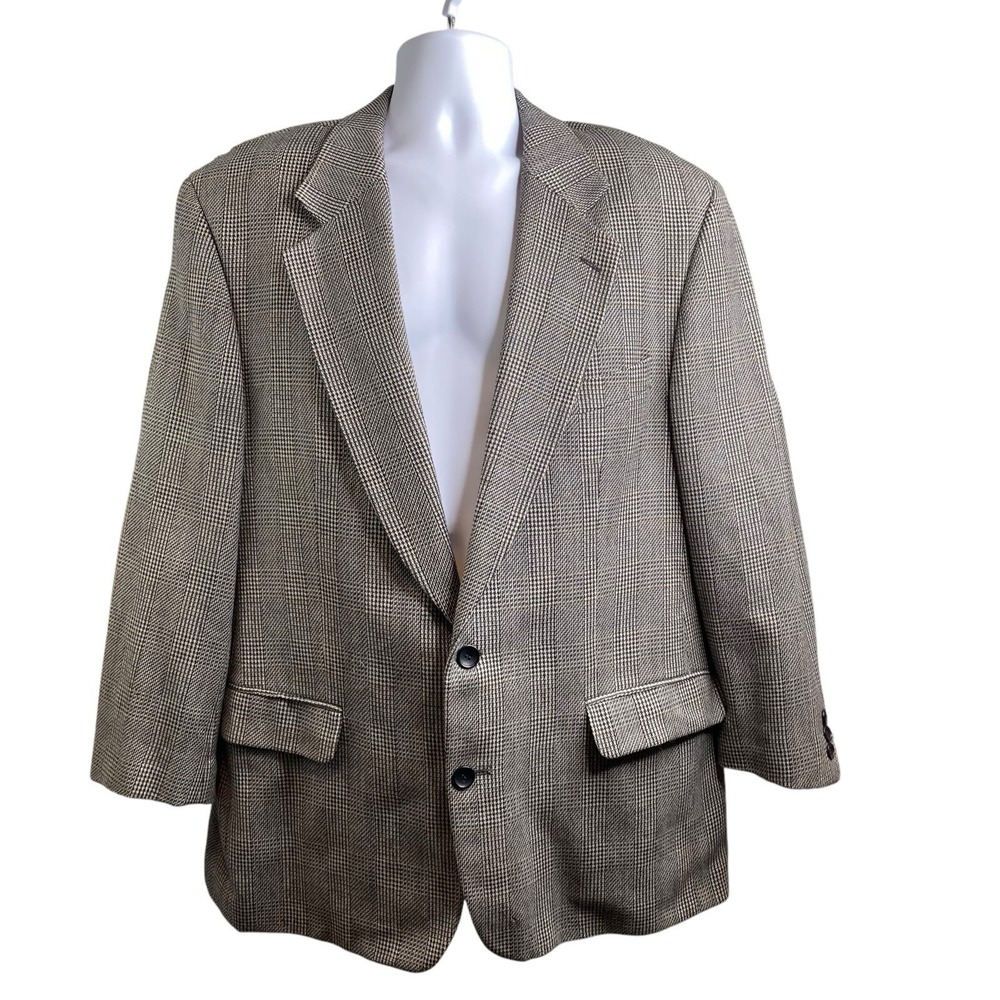 VTG 90s Bloomingdales Metropolitan View Wool Blazer Sz 44L Herringbone Trad-Guy